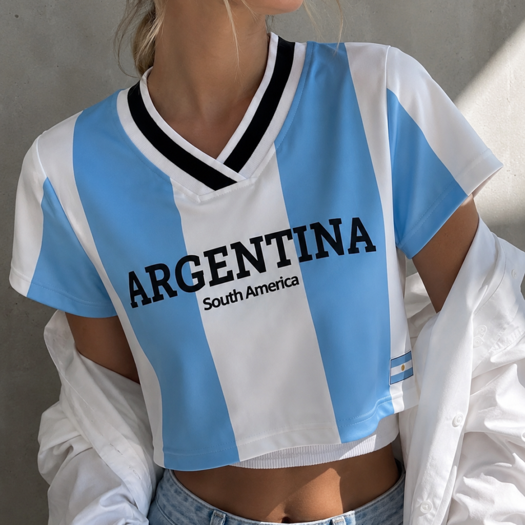 Remera Selección. Escote tejido.